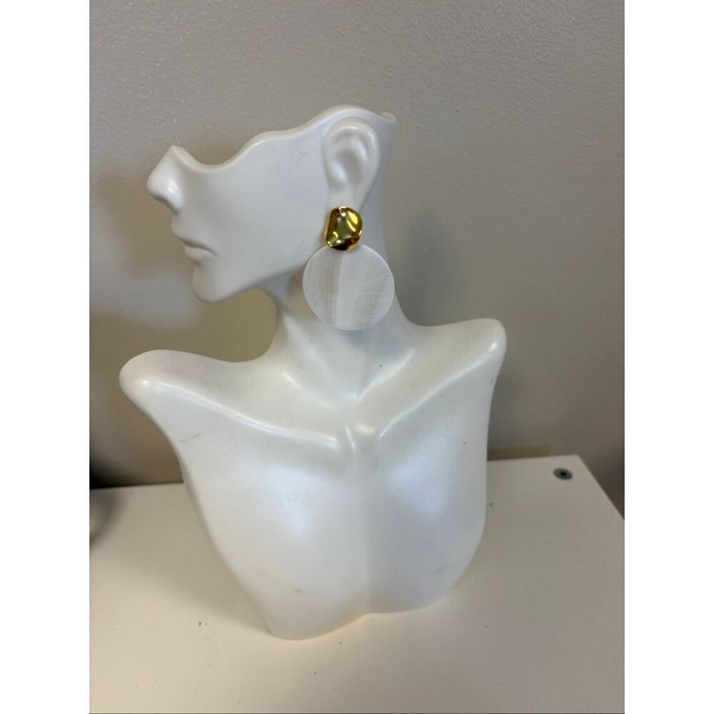 Double ring Statement Earrings pearl/gold